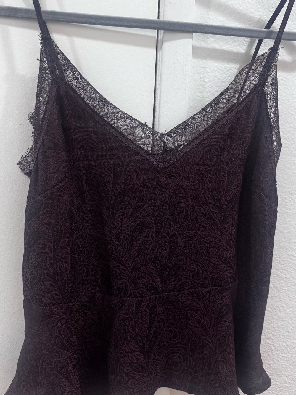 H&M Lace-Trim Paisley Cami - Dark Plum
